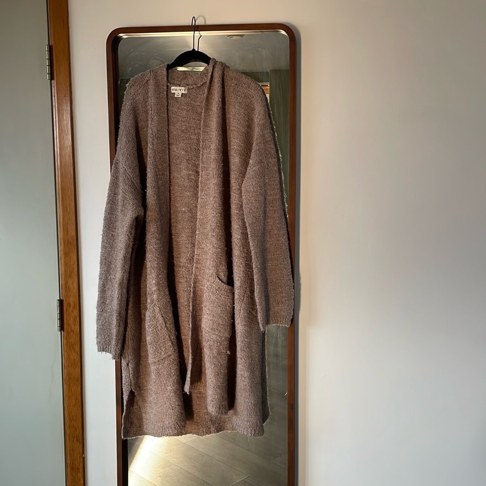 Tan Long Sweater with Pockets